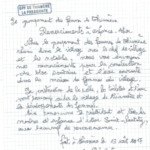 Remerciements femmes Thiamène